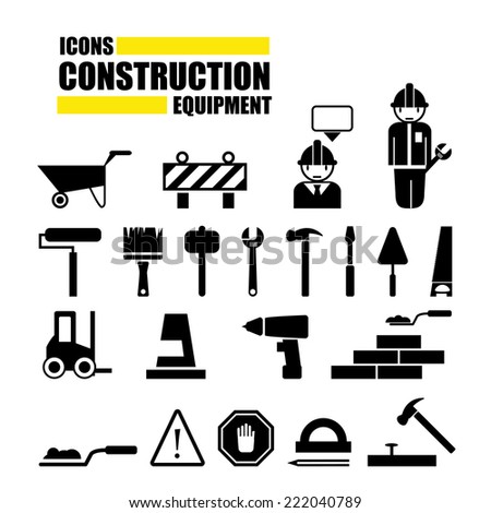 Vector black construction icon equipment.