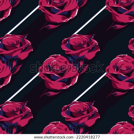 seamless pattern dark red roses