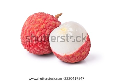 Lychee fruit isolated on white background. Royalty-Free Stock Photo #2220419547