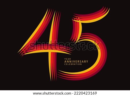 45 years anniversary celebration logotype red line vector, 45th birthday logo, 45 number design, Banner template, logo number elements for invitation card, poster, t-shirt.