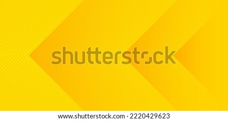 Abstract yellow gradient arrow shape overlay layer background with arrow pattern and shadow. Modern graphic element. Suit for poster, brochure, banner, business, cover, web, flyer. Vector illustration