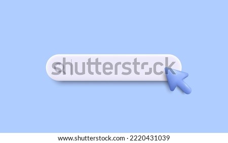 3d search bar template for website. Navigation search for web browser. 3d arrow mouse cursor. Ask question template banner. Support FAQ information web bar. Vector Royalty-Free Stock Photo #2220431039