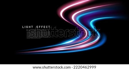 Elegant abstract light line effect design vector illustration on black background.