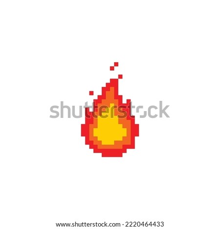 Pixel fire. Bonfire or flame. 8-bit. Explosion or fire concept. Video game style. Vector illustration