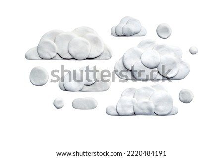 set of plasticine clouds on white background