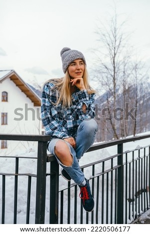 Young beautiful woman portrait. Winter vacations concept.