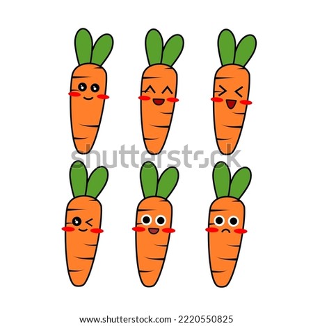 Set Vector illustration of Carrot with cute expression. Carrot character. Carrot mascot. Carrot collection with emoticon