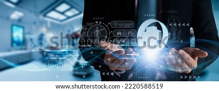 Businessman hand holding modern medical sign,with medical network health care online connection,concept business and medicine technology with profit,benefit,health and insurance for patients