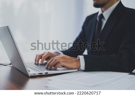Business man using computer working in office 