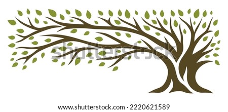 Spring or summer tree with green leaves. Natural illustration.