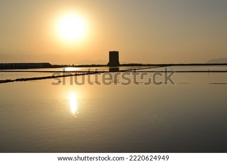 Sunset on Saline, Trapani, Sicily Royalty-Free Stock Photo #2220624949