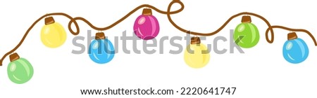 Illustration with a New Year's garland of different colors. Element for print, postcard and poster. Vector illustration