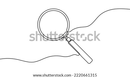 One continuous line illustration of magnifying glass. Continuous line drawing of magnifying glass lens. Vector illustration. Royalty-Free Stock Photo #2220661315