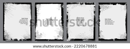 Vector grunge overlay. Hand drawn abstract frame set. Ink brush strokes mess. Design for poster, invitation, gift card, coupon, book cover. Banner halftone overlay. Retro vintage background collection Royalty-Free Stock Photo #2220678881