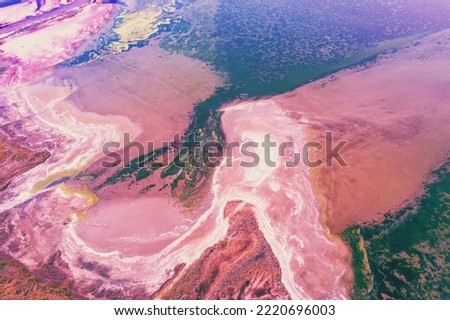 Top view of dry estuary. Land texture. Abstract nature background. Gradient color