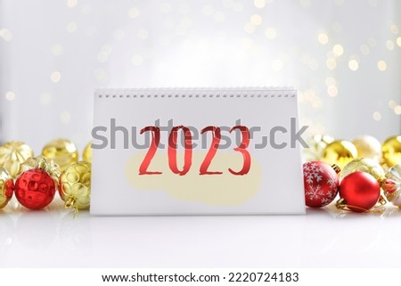 Happy new  year concept with numbers 2023 on background  bokeh