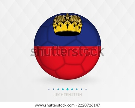 Football ball with Liechtenstein flag pattern, soccer ball with flag of Liechtenstein national team. Vector sport icon.