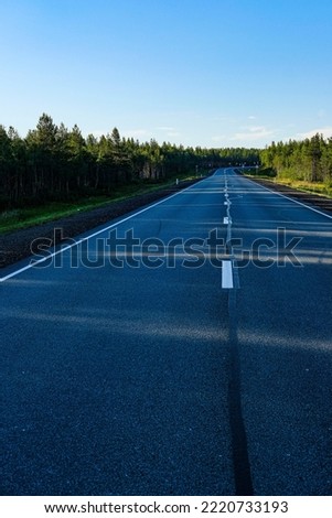 The image of a country road in Cola Penisula, Russia