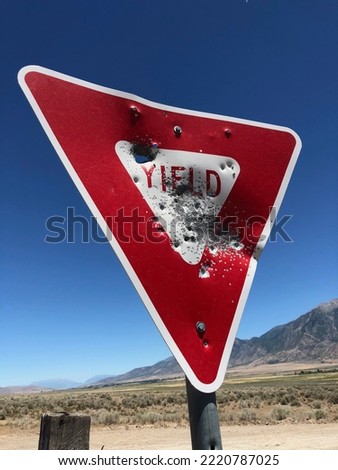 Failure to Yield.  Yield Sign With Bullet Sign