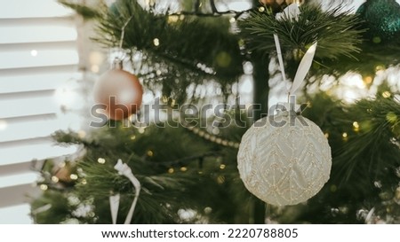 Elegant decorated ornament on Christmas tree, Christmas and New year concept
