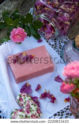 pink soap, homemade soap with rose aroma