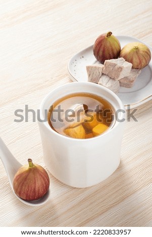 Stewed  pork soup with figs