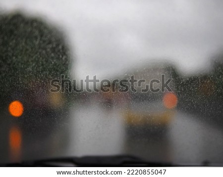 Dashboard Car View When rain and blur on the glass