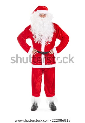 Full length portrait of Santa Claus isolated on white background