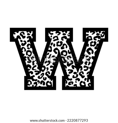 W letter leopard college sports jersey font on white background. Isolated illustration.