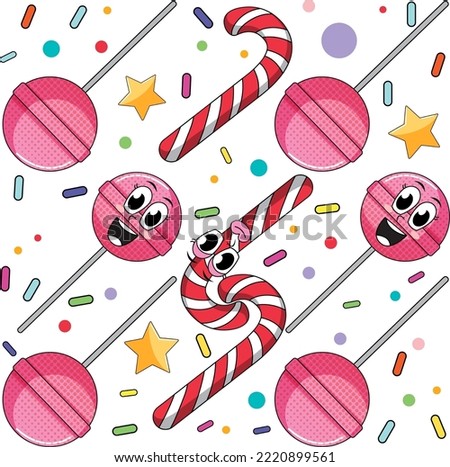 Sweet candy and lollipop seamless pattern illustration