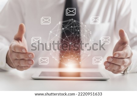 Business person's hand with digital infographic