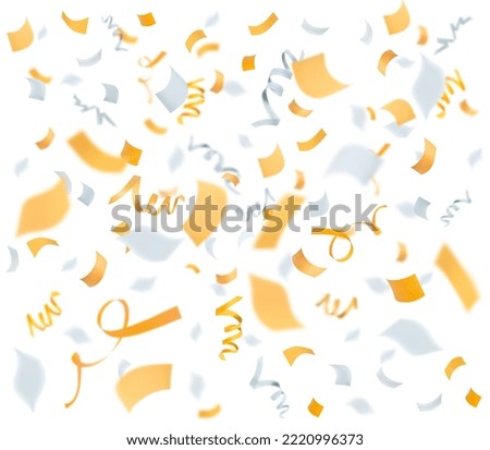falling confetti and serpentine on a white isolated background