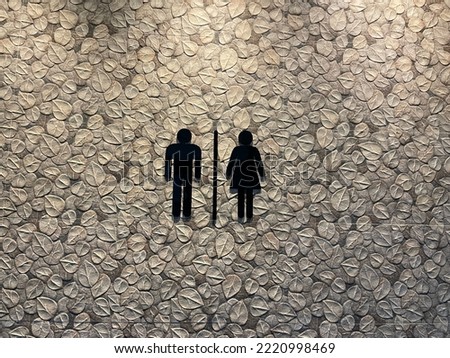 male and female toilet bathroom loo wc sign direct to the toilet with concrete background
