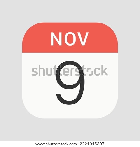 November 9 icon isolated on background. Calendar symbol modern, simple, vector, icon for website design, mobile app, ui. Vector Illustration