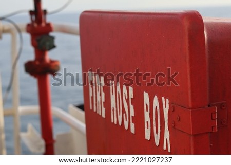 fire hose box that is installed in every vital and effective part of the ship to deal with emergencies if there is a fire on board