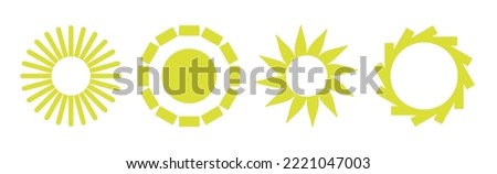 Collection of 4 pieces of abstract different yellow sun on white background - Vector illustration