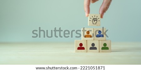 Culture of empowerment concept. Winning, success  and life goals. Ways to foster employee empowerment; goal, growth, moral, power, learning, access and positive thinking.Giving team members authority. Royalty-Free Stock Photo #2221051871