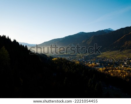 Mestia, Georgia, mountains autumn areal photos