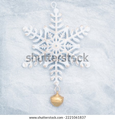 top view christmas snowflake decoration on white