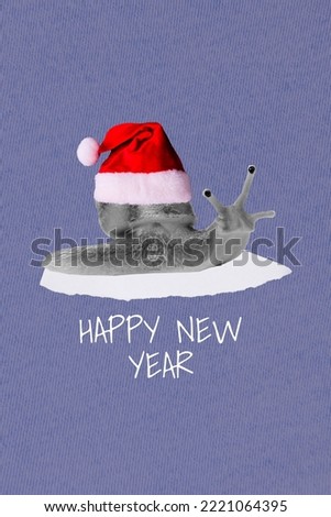 Christmas poster collage of lazy slug slime lazy crawl happy new year concept discounts