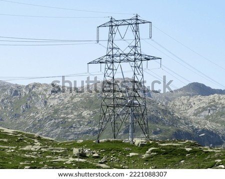 The Path of Energy (der Pfad der Energie) in the Gotthard wind farm or Windpark St. Gotthard and in the alpine mountainous area of the Gotthard Pass (Gotthardpass), Airolo - Switzerland (Schweiz)