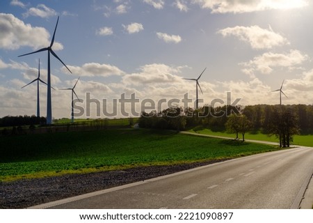 Wind turbines in a field in Belgium Royalty-Free Stock Photo #2221090897