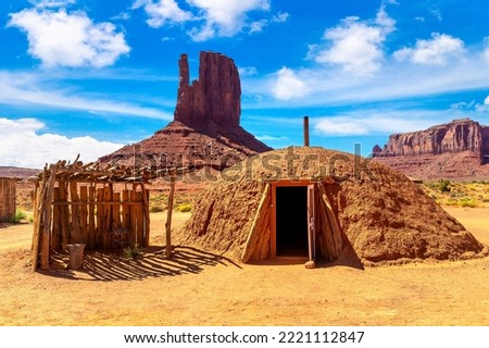 Native american hogans in Navajo nation reservation at Monument Valley, Arizona, USA Royalty-Free Stock Photo #2221112847