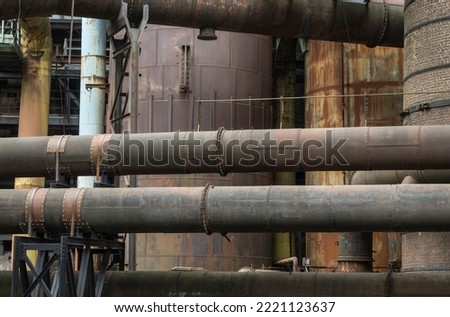Architectual detail of a historic blast furnace.