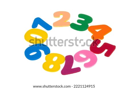 colored numbers isolated on white background