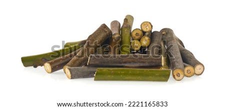 Pile of firewood isolated on white background. Detail for design. Design elements. Macro. Full focus. Background for business cards, postcards and posters.