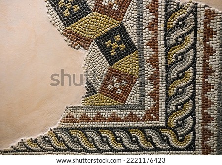 Mosaics pattern on floor and wall from Zeugma ancient city Royalty-Free Stock Photo #2221176423