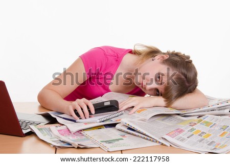 Girl tired of useless job search Royalty-Free Stock Photo #222117958