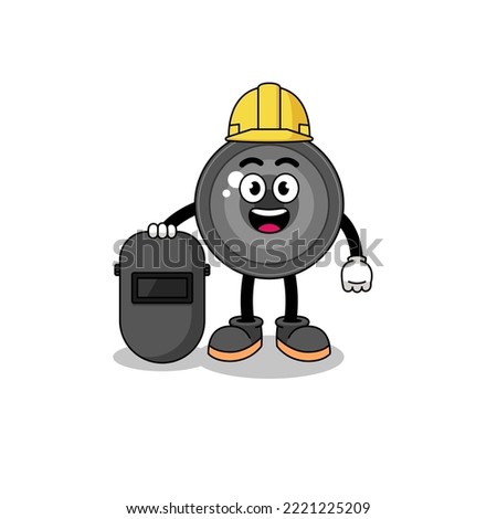 Mascot of camera lens as a welder , character design