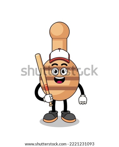 honey dipper mascot cartoon as a baseball player , character design